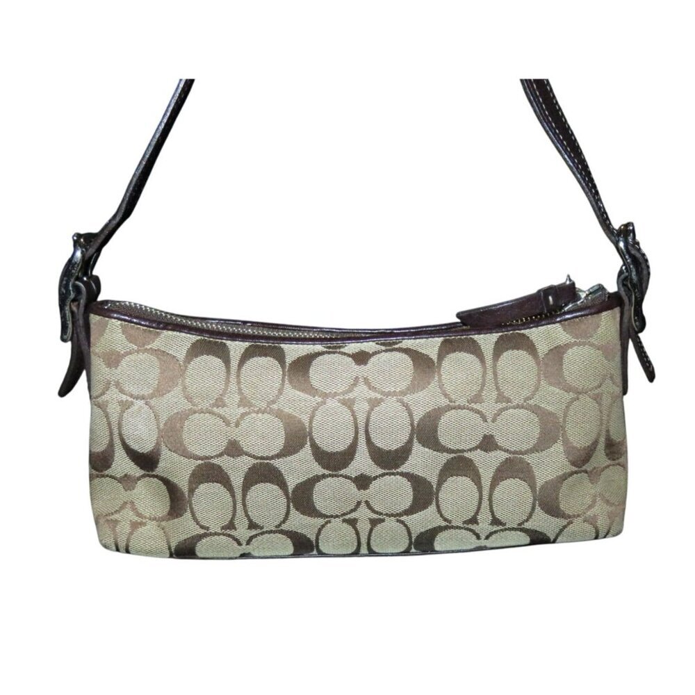 COACH 2005 Hampton Signature Jacquard Python & Suede Demi Baguette Barrel Bag - Picture 2 of 14